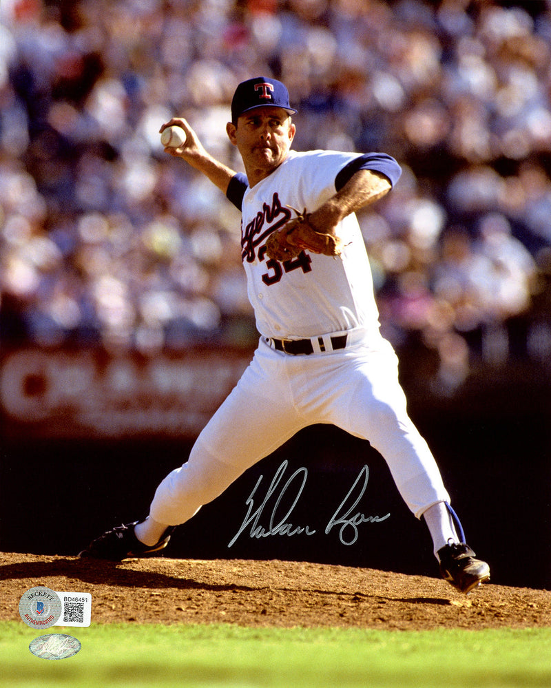 Nolan Ryan Autographed Framed 8x10 Photo Texas Rangers Beckett BAS QR Stock #256688