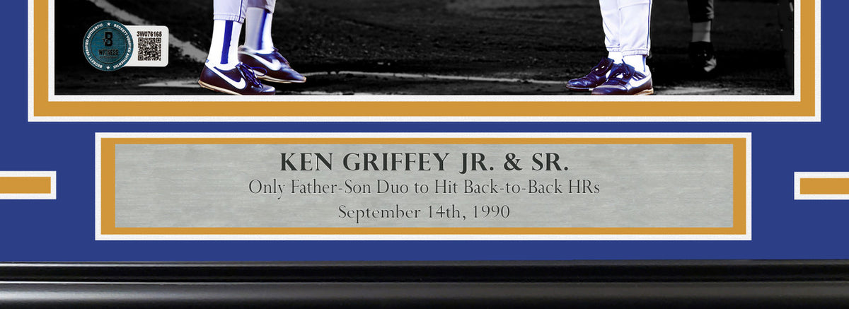 Ken Griffey Jr. & Sr. Autographed Framed 8x10 Photo Seattle Mariners Beckett BAS Witness Stock #256693