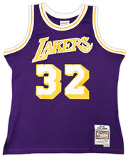 Los Angeles Lakers Magic Johnson Autographed Purple Authentic Mitchell & Ness 1984-85 Hardwood Classic Swingman Jersey Size XL Beckett BAS Witness Stock #256708