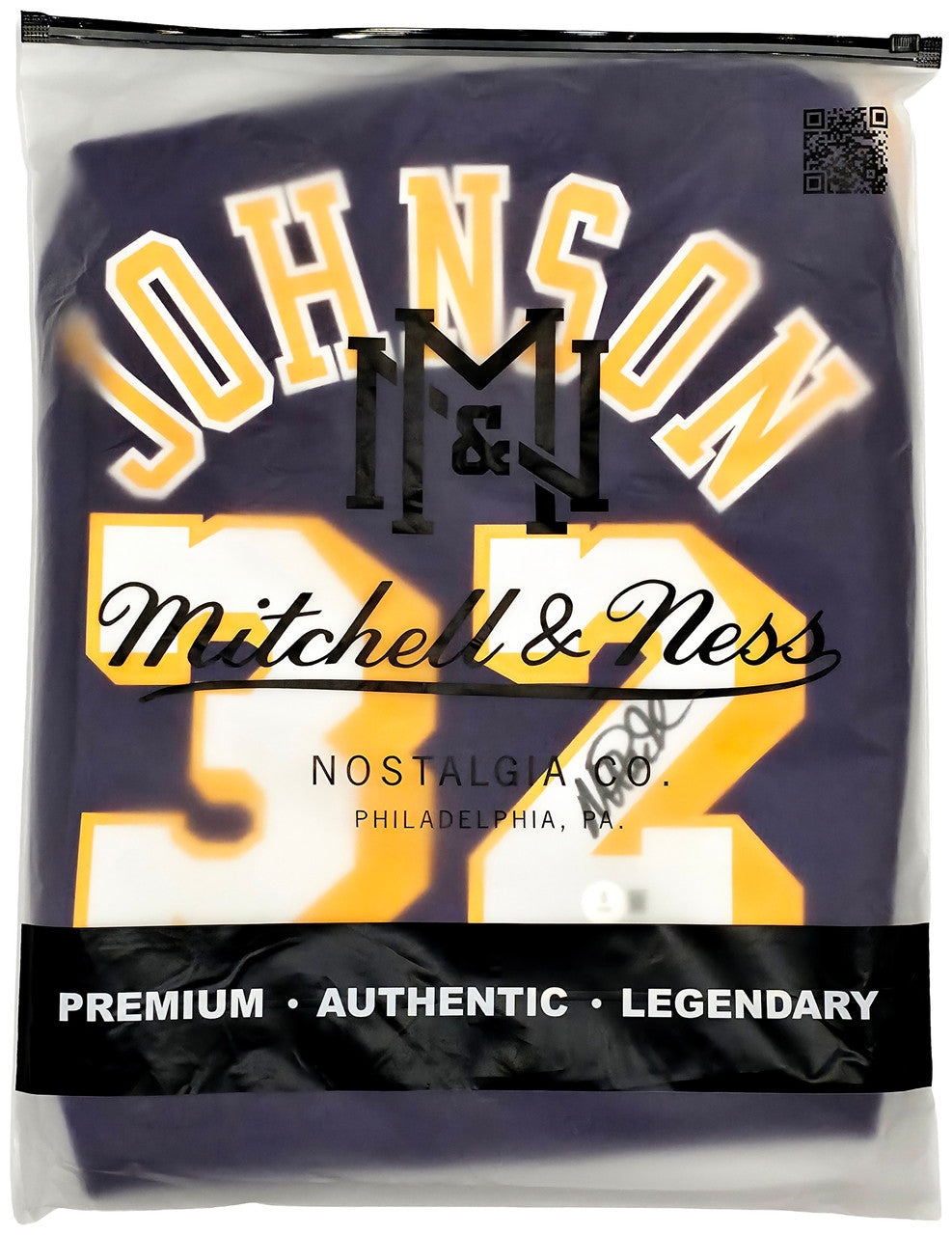 Los Angeles Lakers Magic Johnson Autographed Purple Authentic Mitchell & Ness 1984-85 Hardwood Classic Swingman Jersey Size XL Beckett BAS Witness Stock #256708