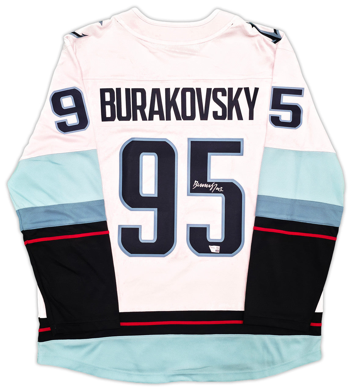 Seattle Kraken Andre Burakovsky Autographed White Fanatics Jersey Size XL Fanatics Holo Stock #257000