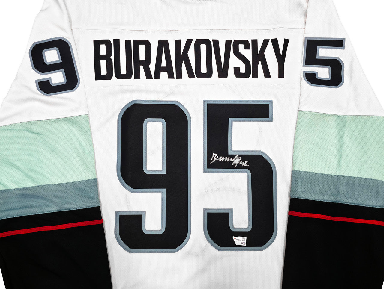 Seattle Kraken Andre Burakovsky Autographed White Fanatics Jersey Size XL Fanatics Holo Stock #257000