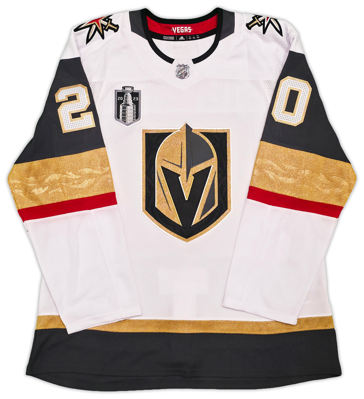 Las Vegas Golden Knights Chandler Stephenson Autographed White Adidas Authentic Climalite 2023 Stanley Cup Jersey Size 56 Fanatics Holo Stock #256997