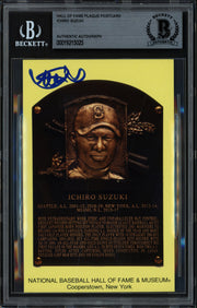 Ichiro Suzuki Autographed Hall of Fame Plaque Postcard Seattle Mariners Beckett BAS Stock #257226
