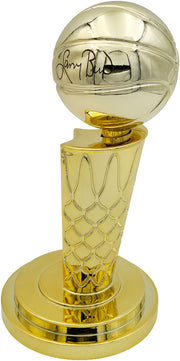 Larry Bird Autographed Gold Fanatics Mini Trophy Boston Celtics "18x Champ" Box Plaque Beckett BAS Witness Stock #256921