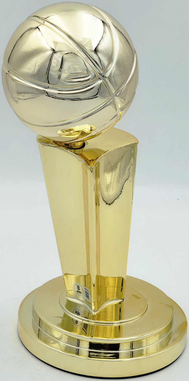 Larry Bird Autographed Gold Fanatics Mini Trophy Boston Celtics "18x Champ" Box Plaque Beckett BAS Witness Stock #256921