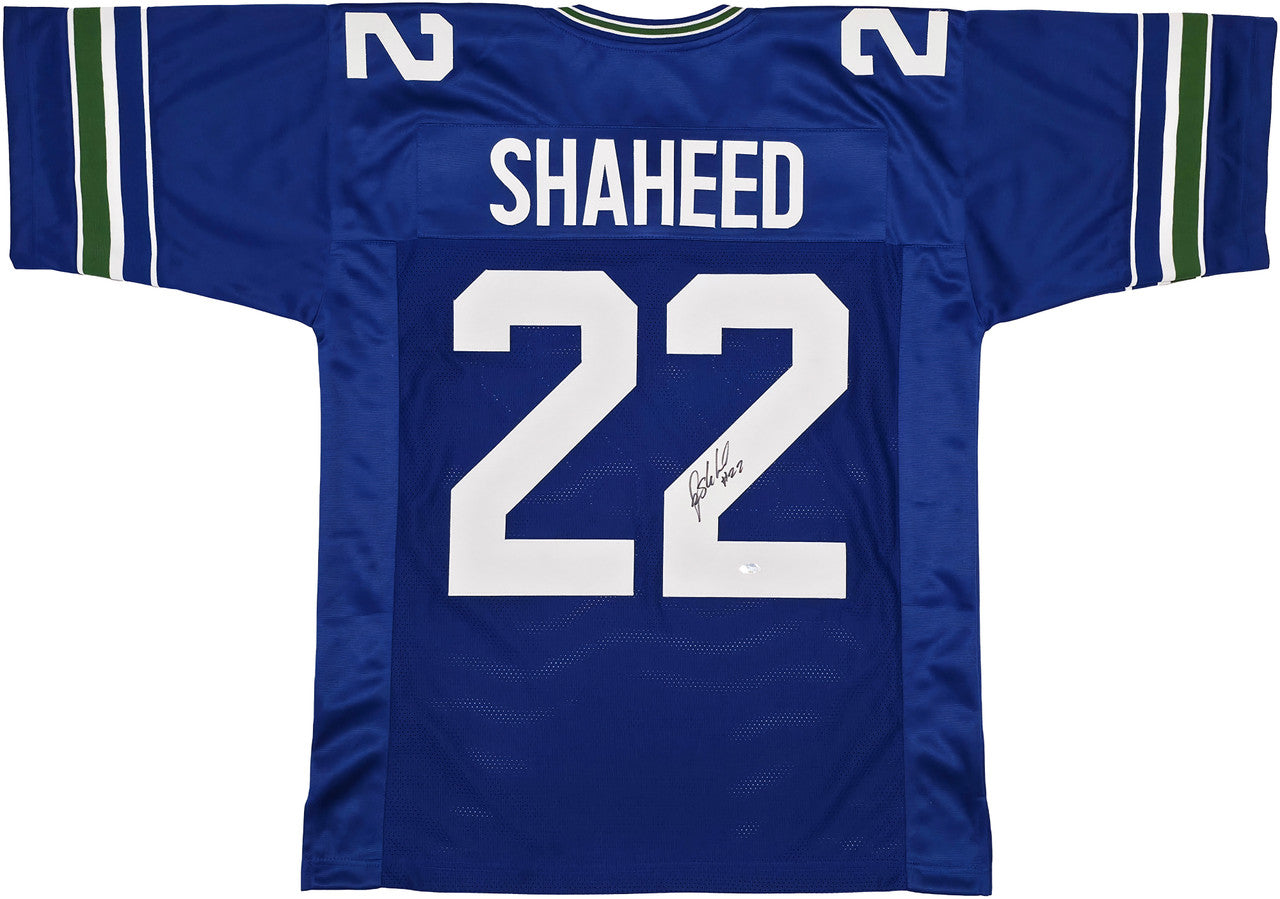 Seattle Seahawks Rashid Shaheed Autographed Blue Jersey MCS Holo Stock #258200