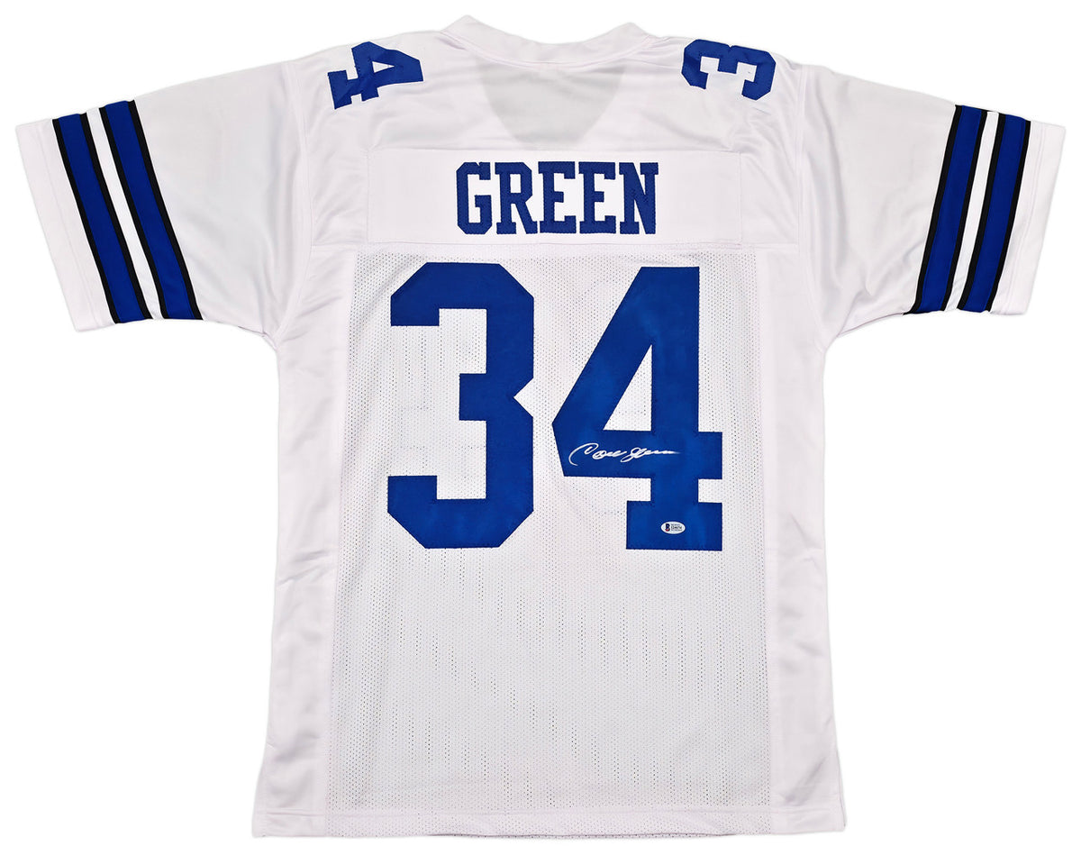 Dallas Cowboys Cornell Green Autographed White Jersey Beckett BAS Witness Stock #257838