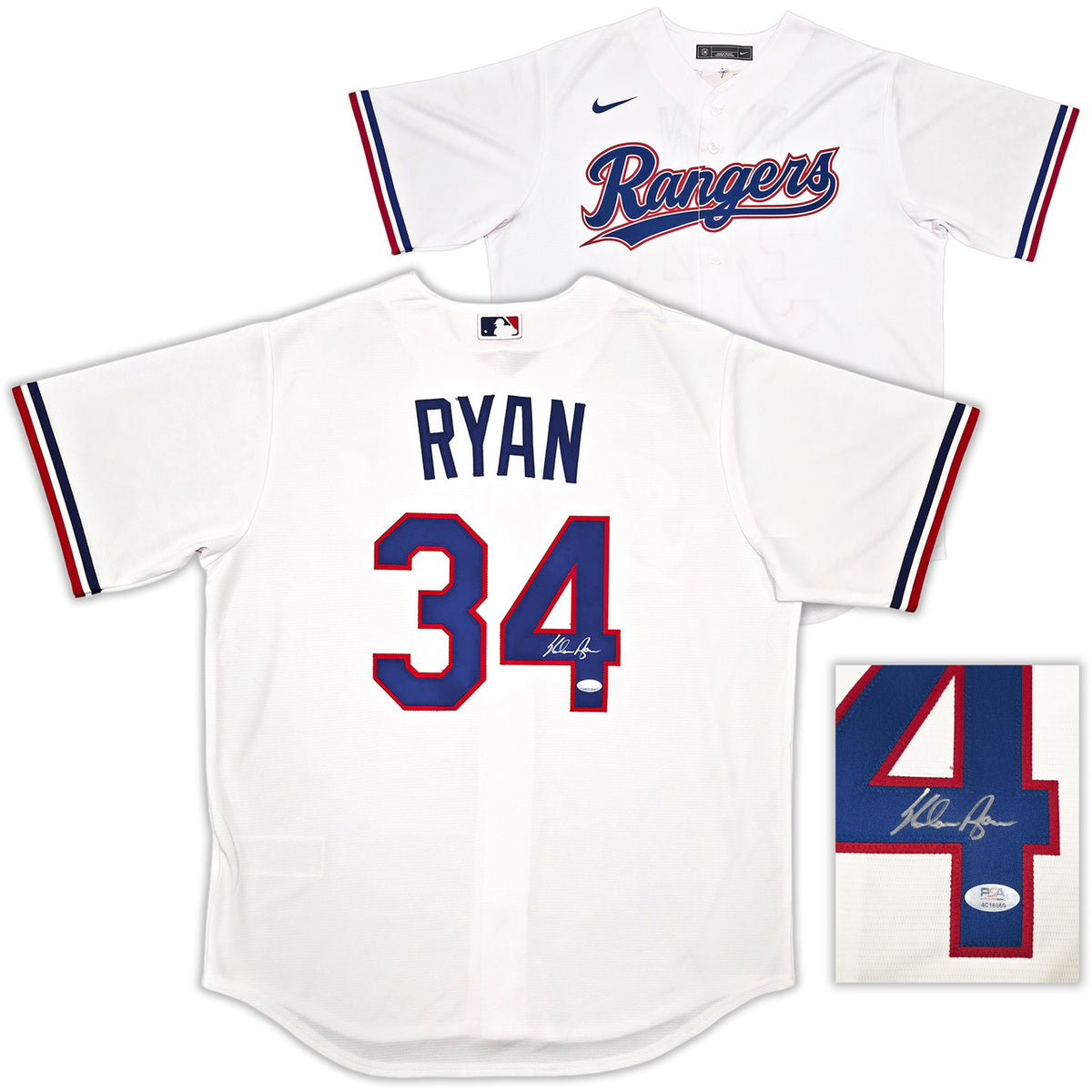 Texas Rangers Nolan Ryan Autographed White Nike Jersey Size XL PSA/DNA ITP Stock #257231