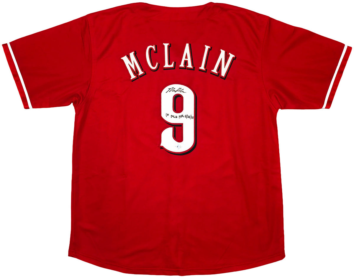 Cincinnati Reds Matt McLain Autographed Red Jersey "1st MLB HR 5/23/23" Beckett BAS Witness Stock #257831