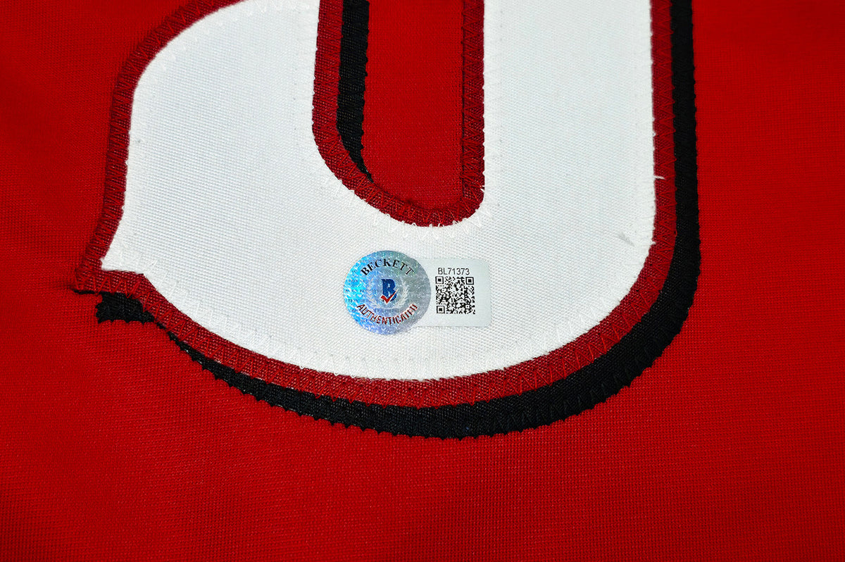Cincinnati Reds Matt McLain Autographed Red Jersey "1st MLB HR 5/23/23" Beckett BAS Witness Stock #257831