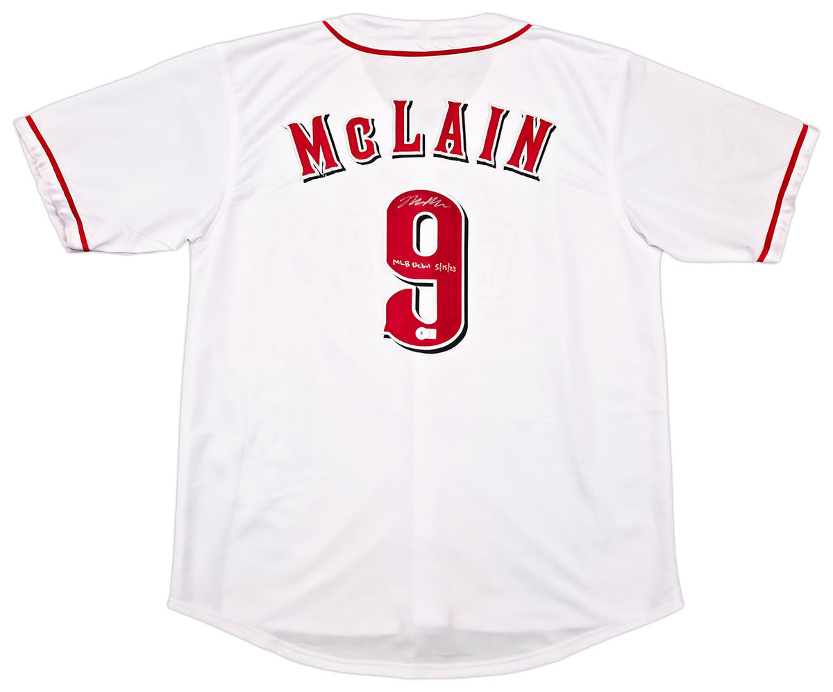 Cincinnati Reds Matt McLain Autographed White Jersey "MLB Debut 5/15/23" Beckett BAS Witness Stock #257832