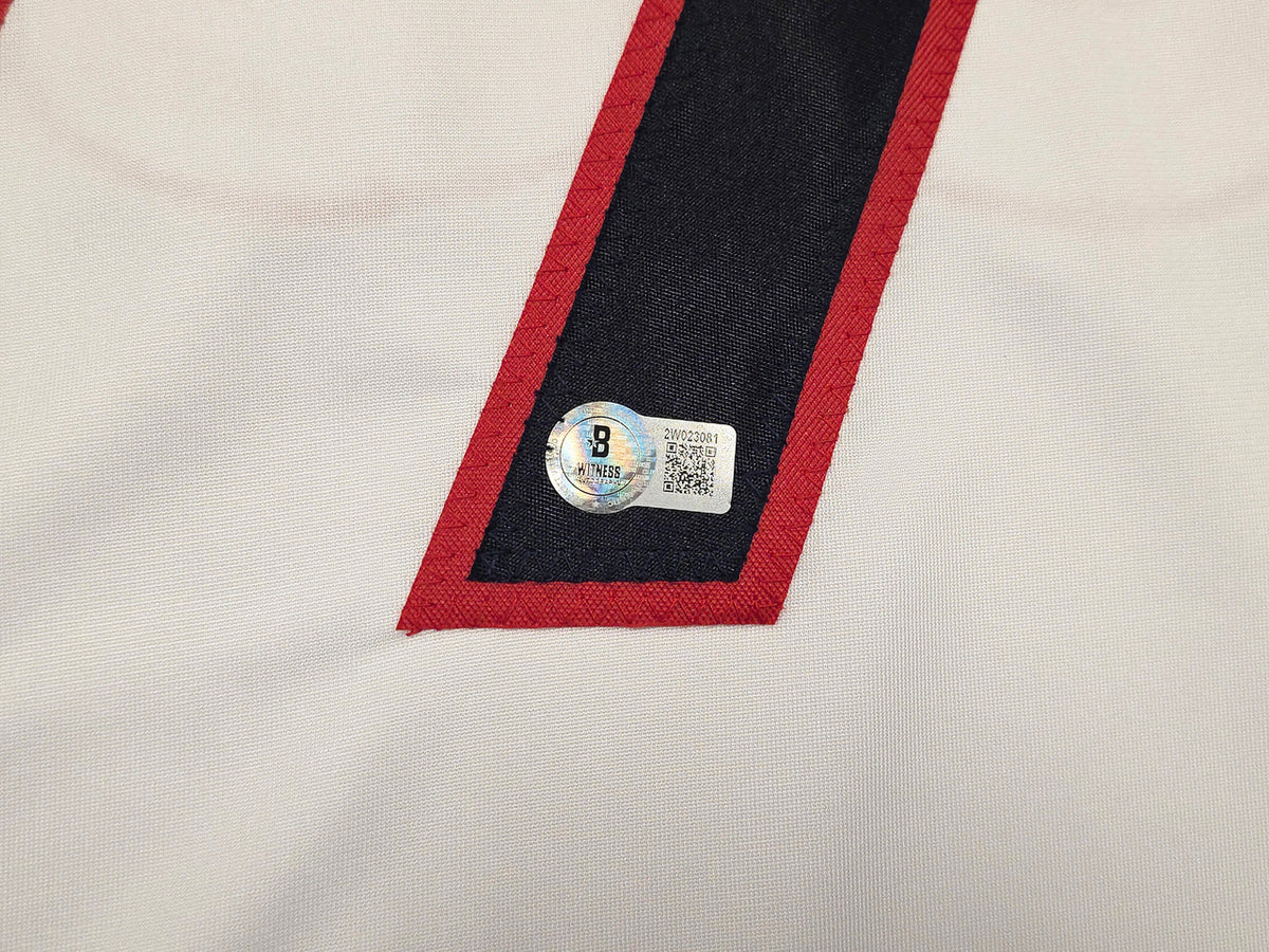 1999 Team USA Women's Soccer World Cup Champions Autographed White Jersey With 8 Signatures Including Hamm & Chastain Beckett BAS Witness Stock #257835