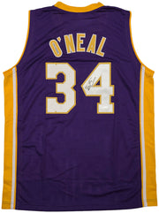 Los Angeles Lakers Shaquille Shaq O'Neal Autographed Purple Jersey JSA Stock #257919