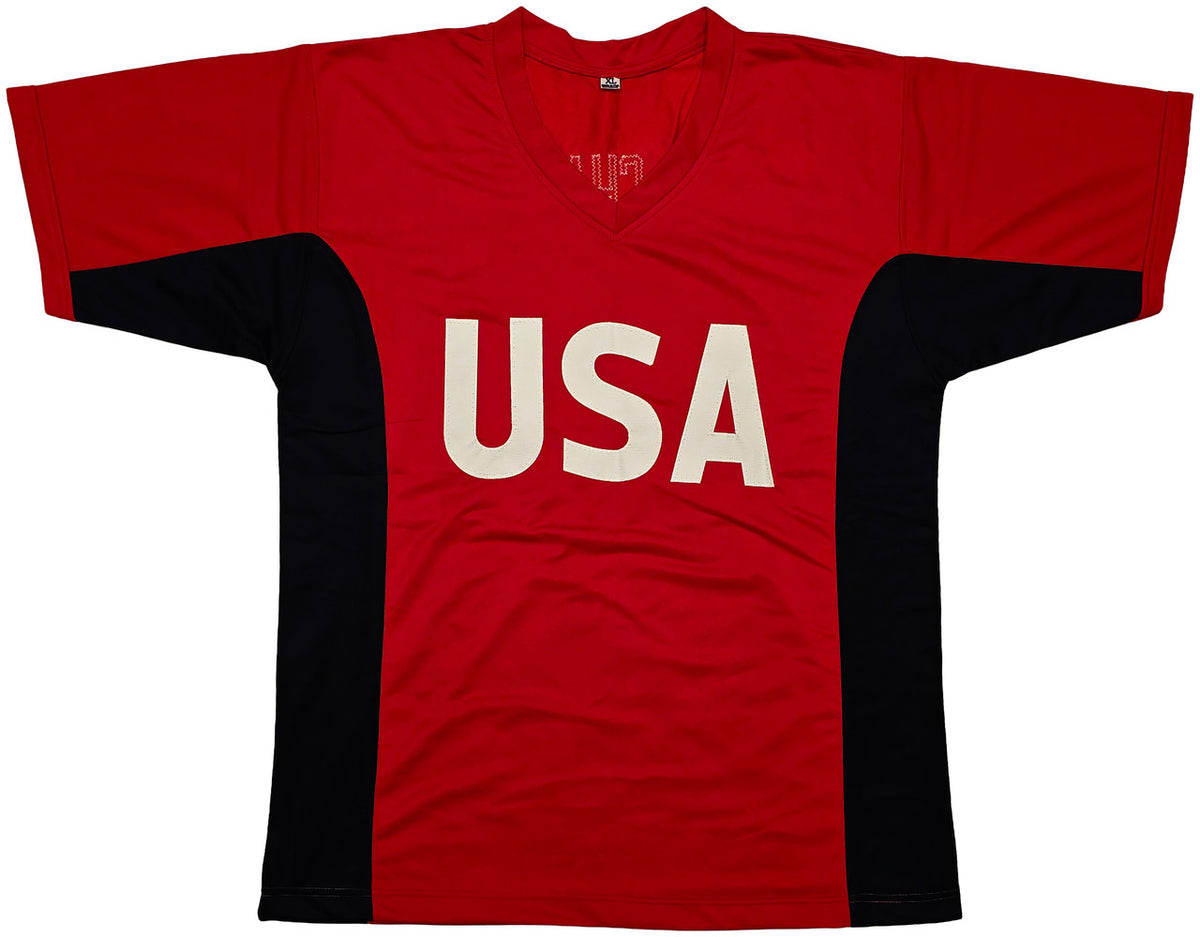 1999 Team USA Women's Soccer World Cup Champions Autographed Red Jersey With 8 Signatures Including Hamm & Chastain Beckett BAS Witness Stock #257833