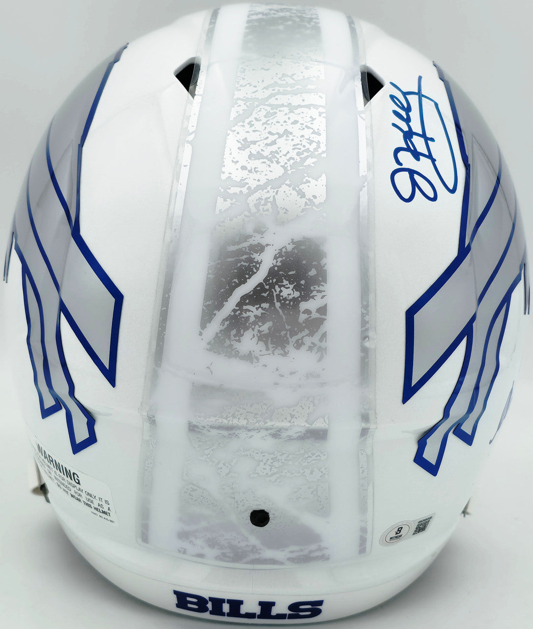 Jim Kelly, Thurman Thomas & Andre Reed Autographed Buffalo Bills Rivalries White Full Size Replica Speed Helmet Beckett BAS Witness Stock #256869