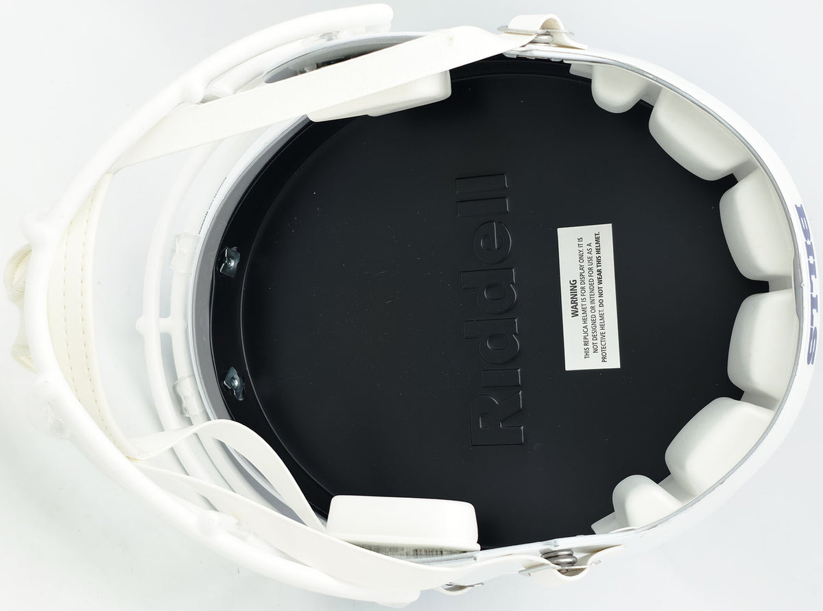 Jim Kelly, Thurman Thomas & Andre Reed Autographed Buffalo Bills Rivalries White Full Size Replica Speed Helmet Beckett BAS Witness Stock #256869