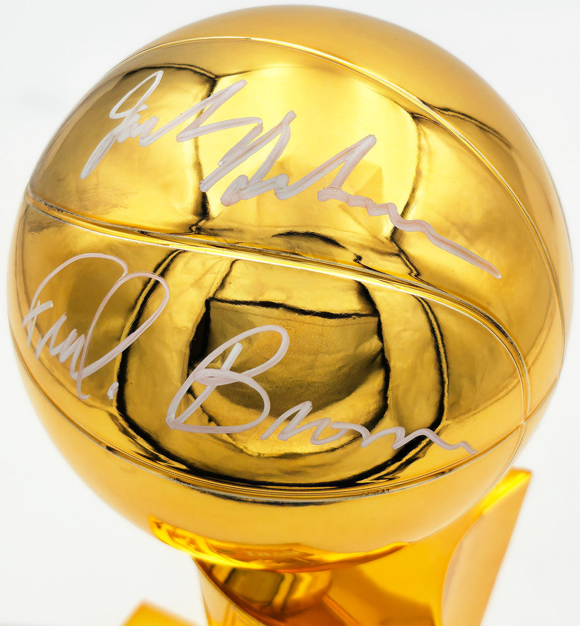 Jack Sikma & Fred Brown Autographed Fanatics 1978-79 NBA Champions Logo Mini Trophy Seattle Supersonics MCS Holo Stock #256896