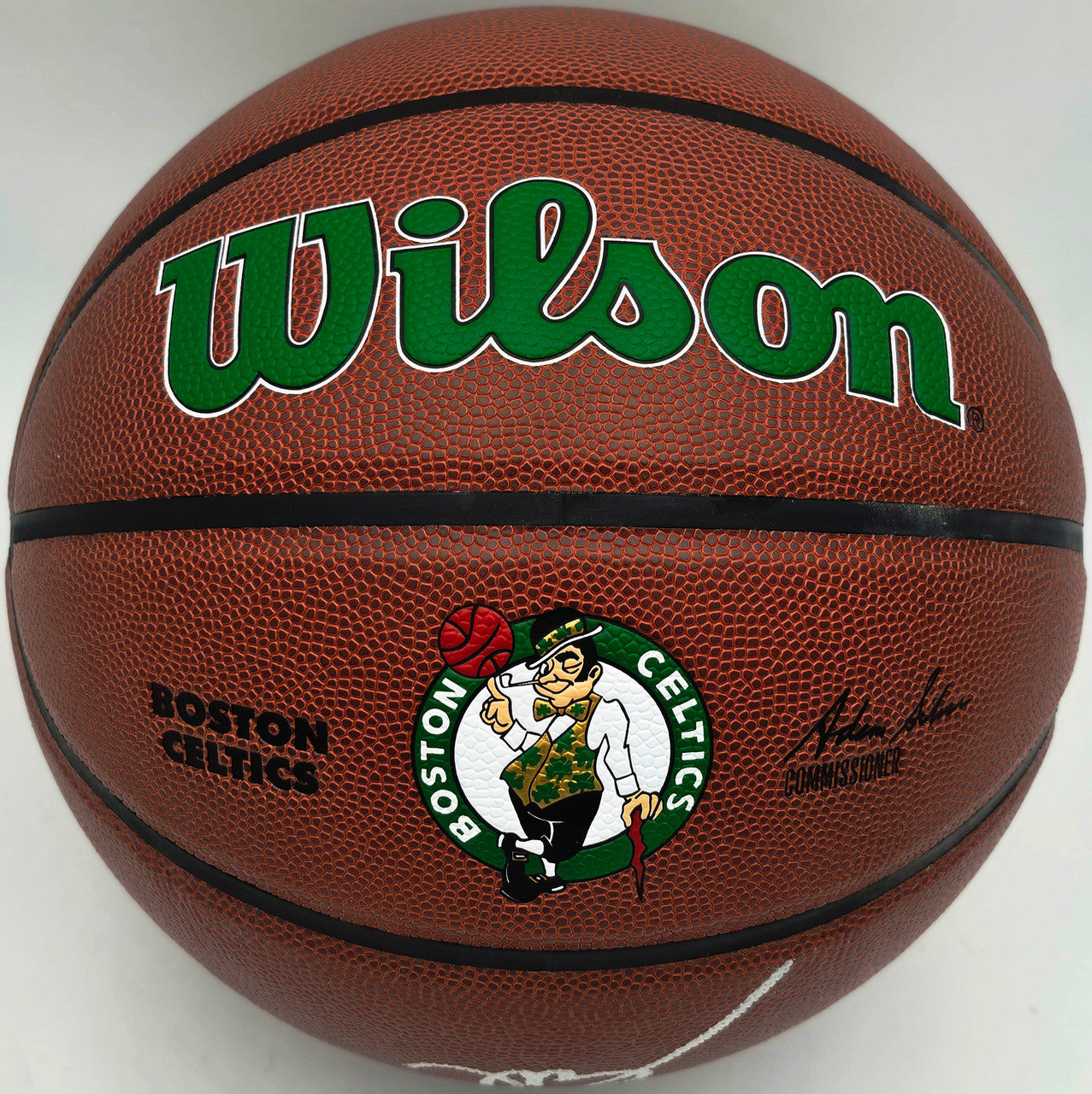 Jaylen Brown Autographed Composite Leather Boston Celtics Logo Basketball Beckett BAS Witness Stock #256842