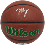 Jaylen Brown Autographed Composite Leather Boston Celtics Logo Basketball Beckett BAS Witness Stock #256843