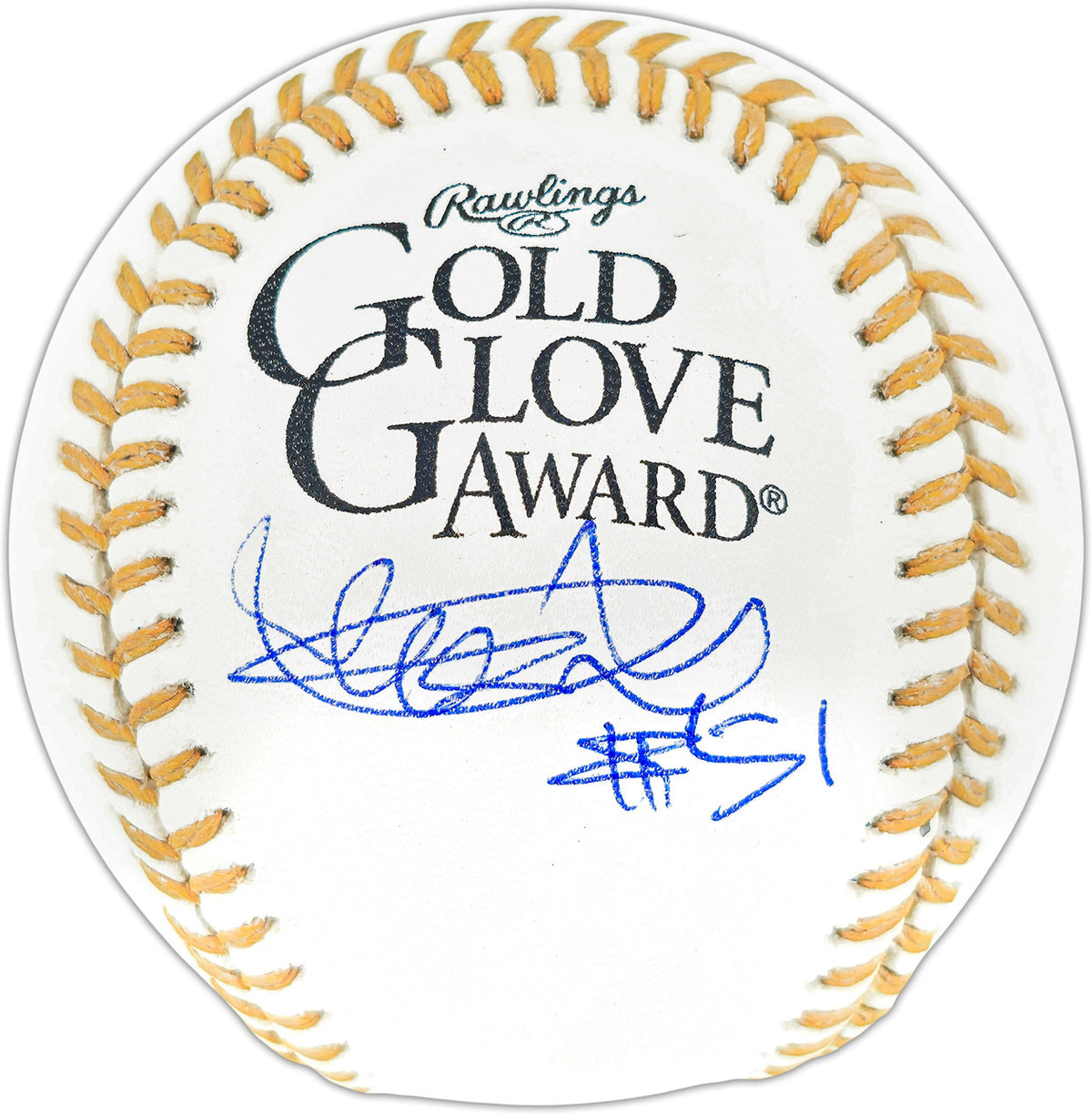 Ichiro Suzuki Autographed Official Gold Glove Logo Baseball Seattle Mariners "#51" IS Holo & Beckett BAS Witness Stock #256834