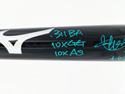 Ichiro Suzuki Autographed Black Mizuno Player Model Baseball Bat Seattle Mariners With 7 Stats IS Holo & Beckett BAS Witness Stock #256835