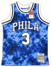 Philadelphia 76ers Allen Iverson Autographed Blue Authentic Mitchell & Ness 1996-97 HWC Swingman Galaxy Jersey Size M Beckett BAS Witness Stock #253620