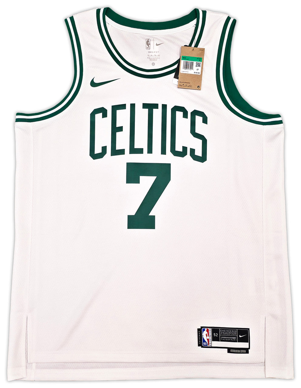 Boston Celtics Jaylen Brown Autographed White Nike Swingman Association Edition Jersey Size 52 Beckett BAS Witness Stock #256846