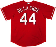 Cincinnati Reds Elly De La Cruz Autographed Red Nike Jersey Size XL "MLB Debut 6/6/23" Beckett BAS Witness Stock #256880