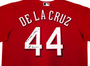 Cincinnati Reds Elly De La Cruz Autographed Red Nike Jersey Size L "MLB Debut 6/6/23" Beckett BAS Witness Stock #256879