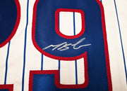 Chicago Cubs Michael Busch Autographed White Pinstripes Jersey Beckett BAS Witness Stock #256912