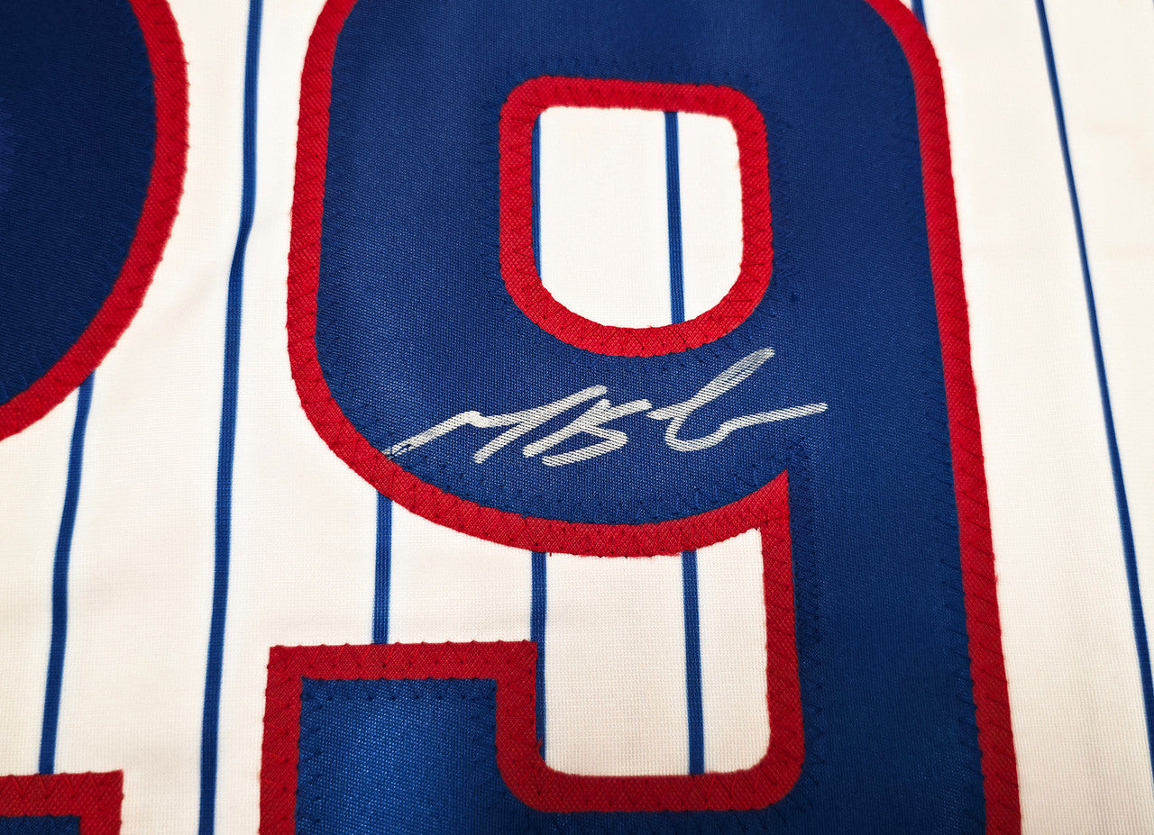 Chicago Cubs Michael Busch Autographed White Pinstripes Jersey Beckett BAS Witness Stock #256912