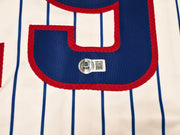 Chicago Cubs Michael Busch Autographed White Pinstripes Jersey Beckett BAS Witness Stock #256912