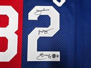 New York Nets Julius "Dr. J" Erving Autographed Red & Blue Authentic Mitchell & Ness 1973-74 HWC Swingman Jersey Size XL Beckett BAS Witness Stock #253702