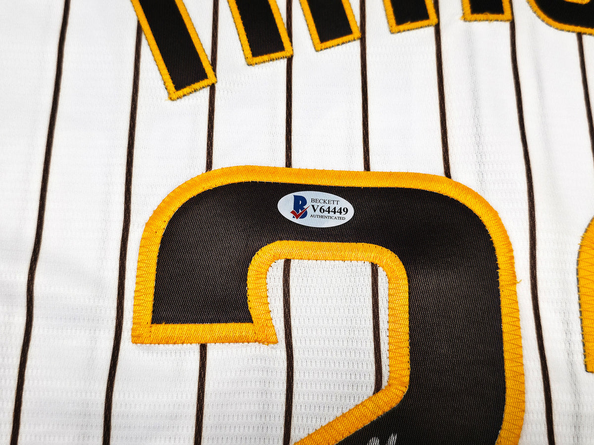 San Diego Padres Fernando Tatis Jr. Autographed White Pinstripes Nike Jersey Size XL "MLB Debut 3/28/19" Beckett BAS Stock #256876