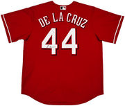 Cincinnati Reds Elly De La Cruz Autographed Red Nike Jersey Size L Beckett BAS Witness Stock #256877