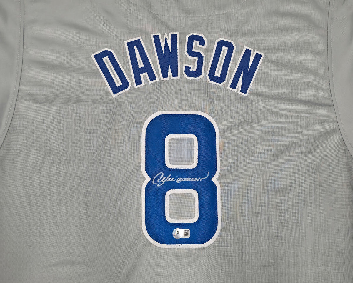 Chicago Cubs Andre Dawson Autographed Gray Jersey Beckett BAS Witness Stock #256893