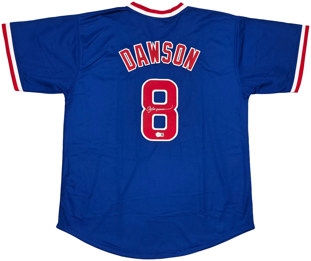 Chicago Cubs Andre Dawson Autographed Blue Jersey Beckett BAS Witness Stock #256897