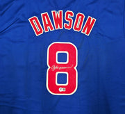 Chicago Cubs Andre Dawson Autographed Blue Jersey Beckett BAS Witness Stock #256897