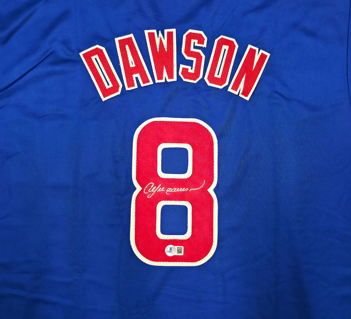 Chicago Cubs Andre Dawson Autographed Blue Jersey Beckett BAS Witness Stock #256897