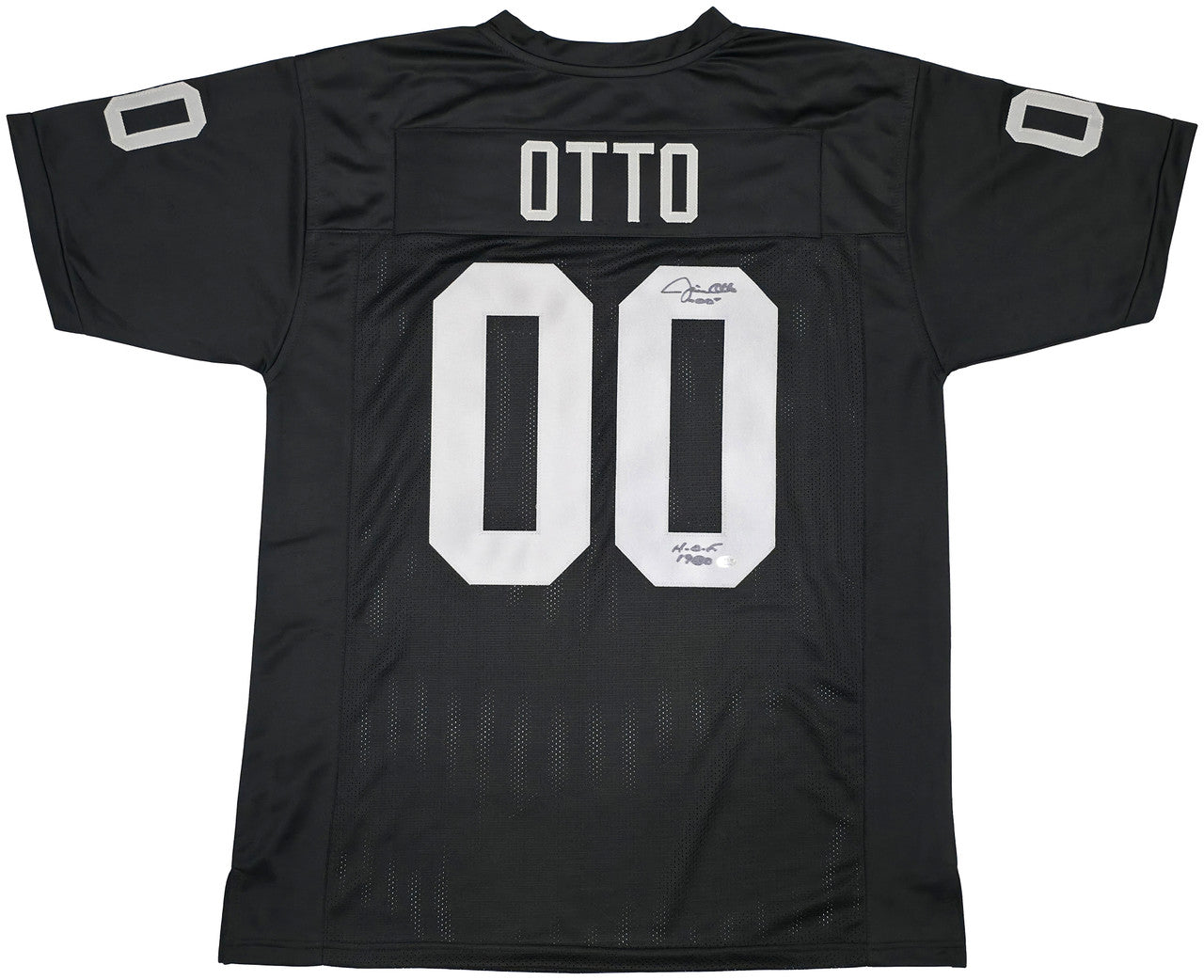 Oakland Raiders Jim Otto Autographed Black Jersey GTSM Stock #256891