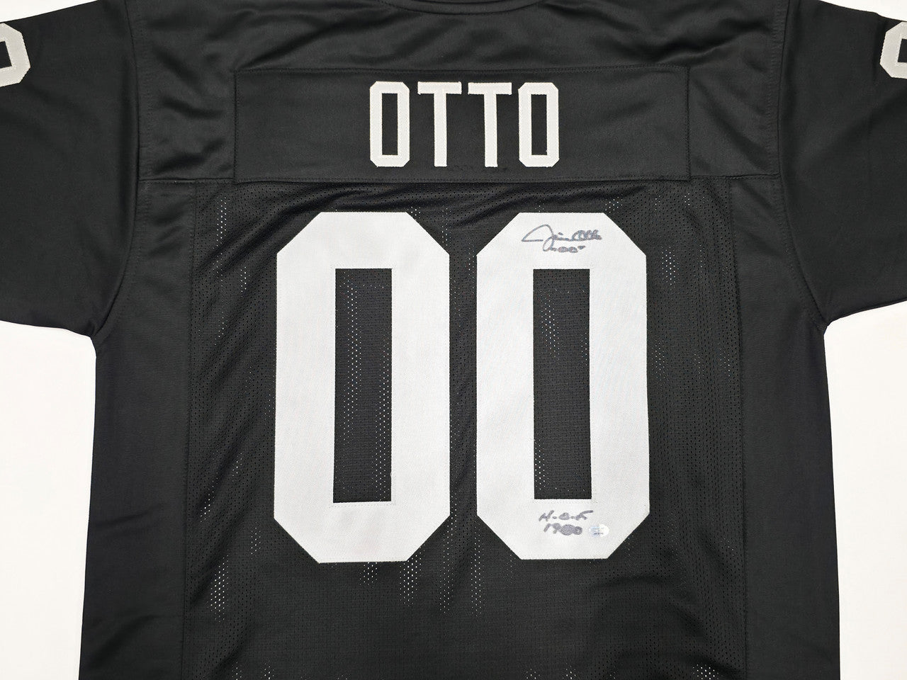 Oakland Raiders Jim Otto Autographed Black Jersey GTSM Stock #256891