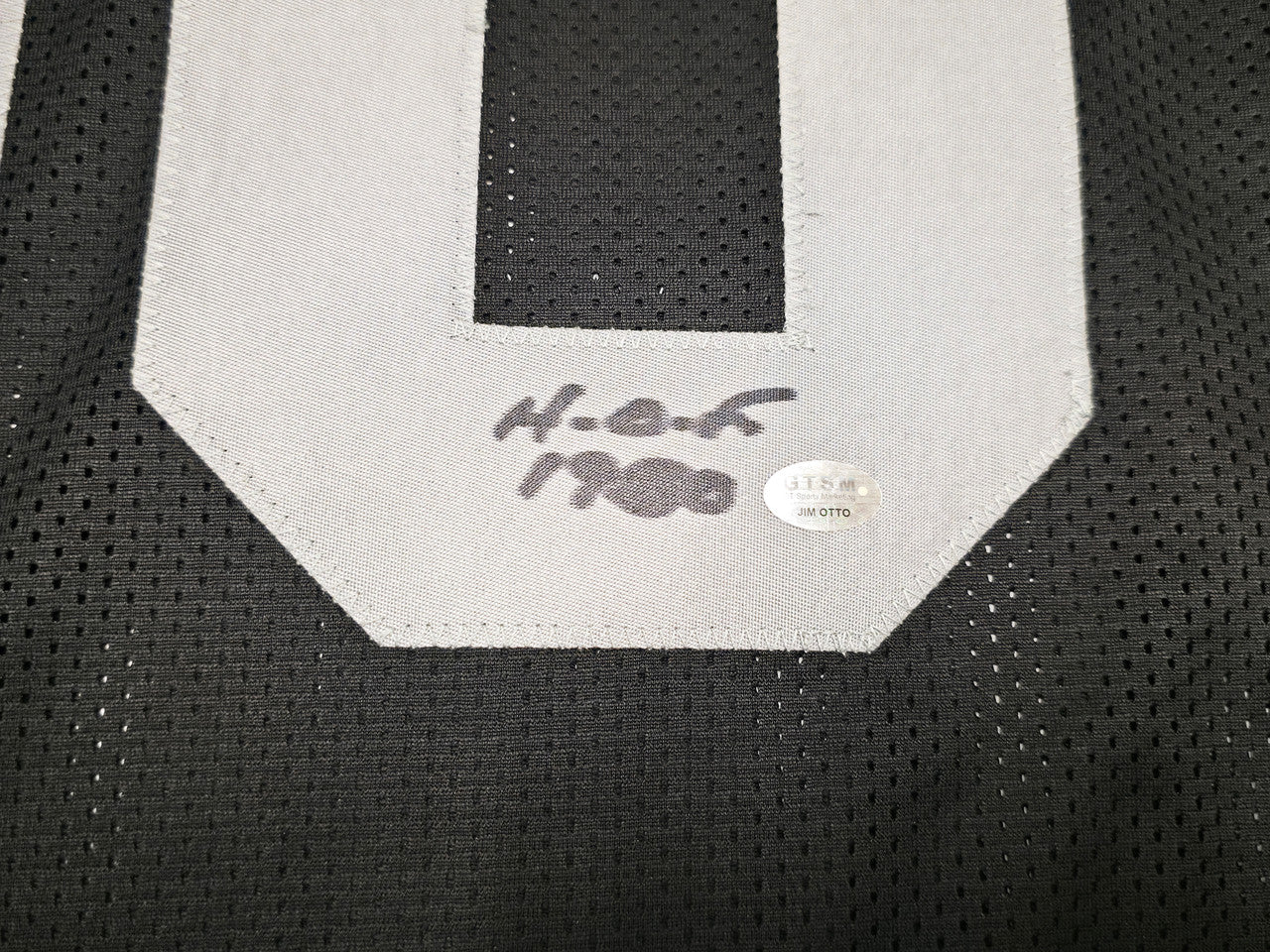 Oakland Raiders Jim Otto Autographed Black Jersey GTSM Stock #256891