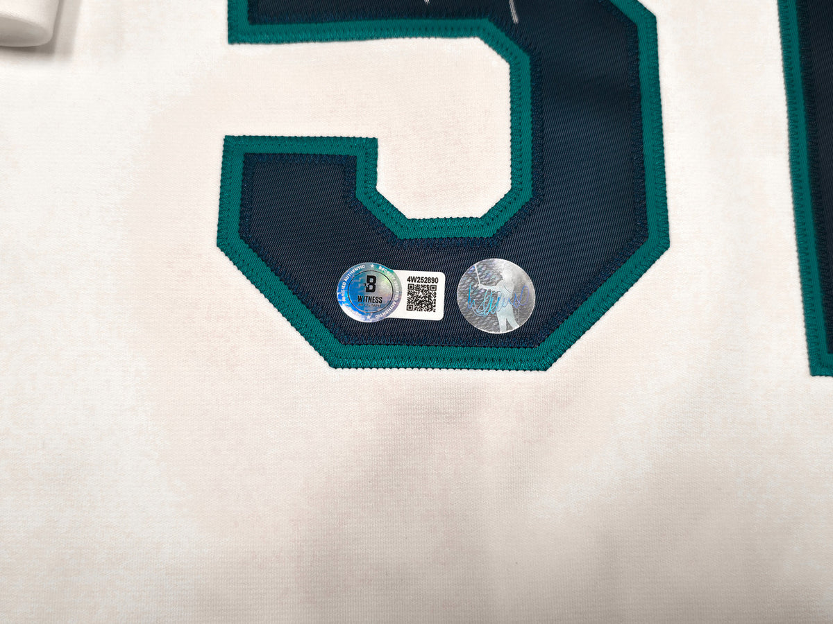 Seattle Mariners Ichiro Suzuki Autographed White Authentic Mitchell & Ness Cooperstown Authentic Collection 2001 ASG Patch Rookie Jersey Size 48 "01 ROY/MVP" IS Holo & Beckett BAS Witness Stock #256852