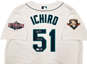 Seattle Mariners Ichiro Suzuki Autographed White Authentic Mitchell & Ness Cooperstown Authentic Collection 2001 ASG Patch Rookie Jersey Size 48 "HOF 25" IS Holo & Beckett BAS Witness Stock #256855
