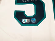 Seattle Mariners Ichiro Suzuki Autographed White Authentic Mitchell & Ness Cooperstown Authentic Collection 2001 ASG Patch Rookie Jersey Size 52 "HOF 25" IS Holo & Beckett BAS Witness Stock #256854