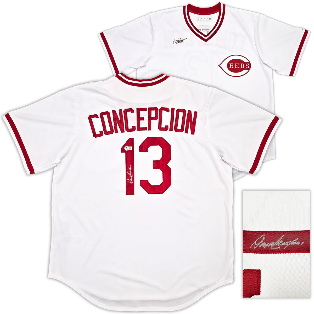 Cincinnati Reds Dave Concepcion Autographed White Nike Cooperstown Collection Jersey Beckett BAS QR Stock #256920
