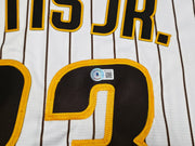 San Diego Padres Fernando Tatis Jr. Autographed White Pinstripes Nike Jersey Size XL Beckett BAS Witness Stock #256875