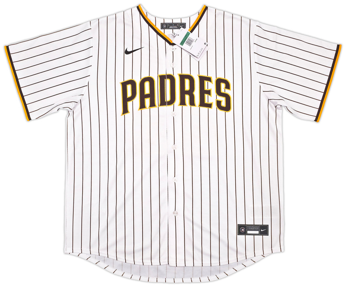 San Diego Padres Fernando Tatis Jr. Autographed White Pinstripes Nike Jersey Size XL Beckett BAS Witness Stock #256875