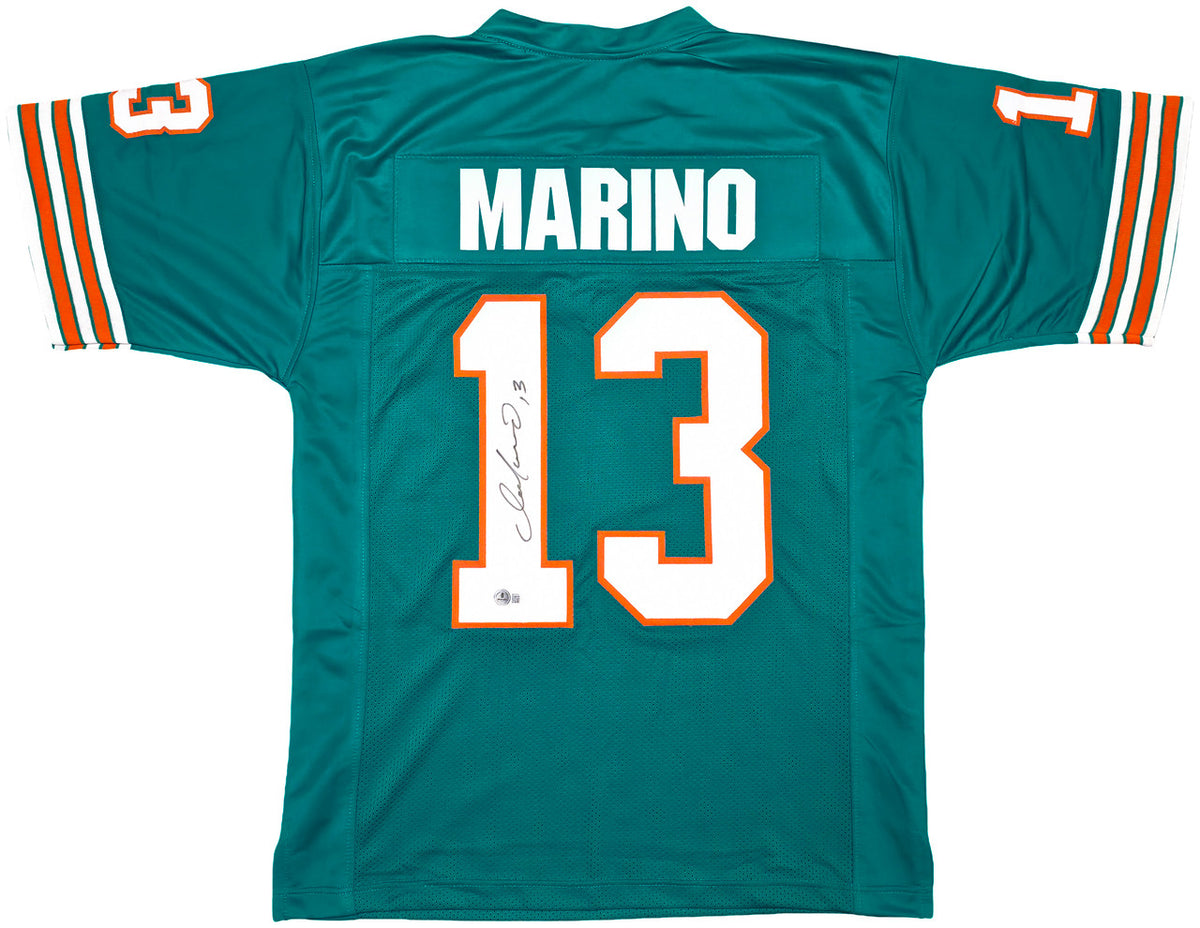 Miami Dolphins Dan Marino Autographed Teal Jersey Beckett BAS Witness Stock #256917